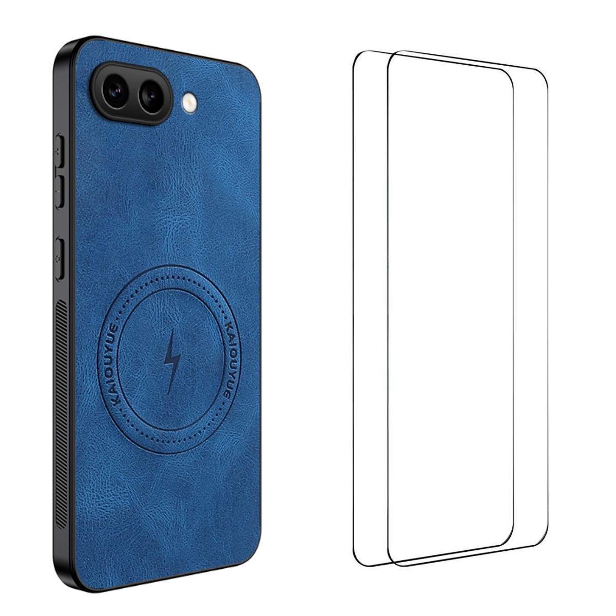 For Google Pixel 9a Magnetic Case WANLONFENG SD Series PC TPU Phone Cover with 2Pcs Screen Film - Blue