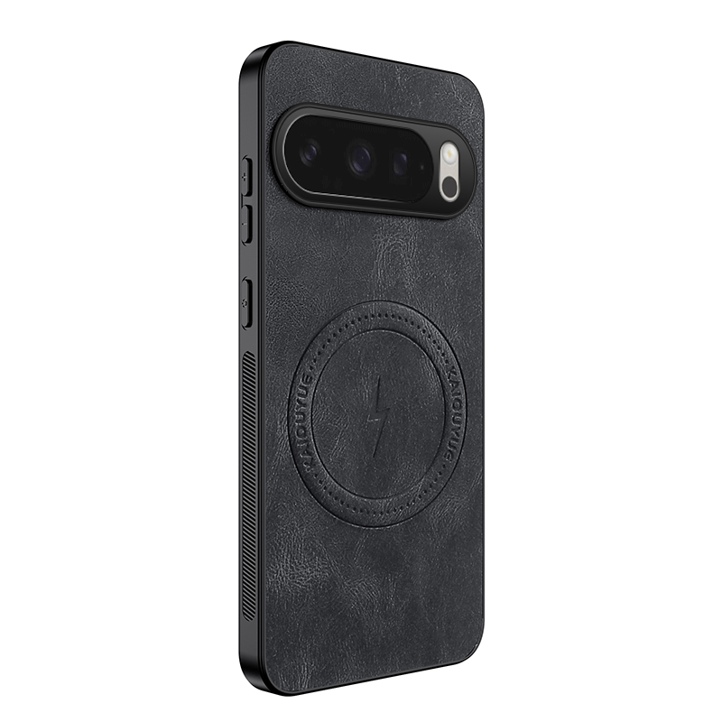 For Google Pixel 10 Pro XL Magnetic Case WANLONFENG SD1 Series Nappa Texture PC TPU Phone Cover - Black