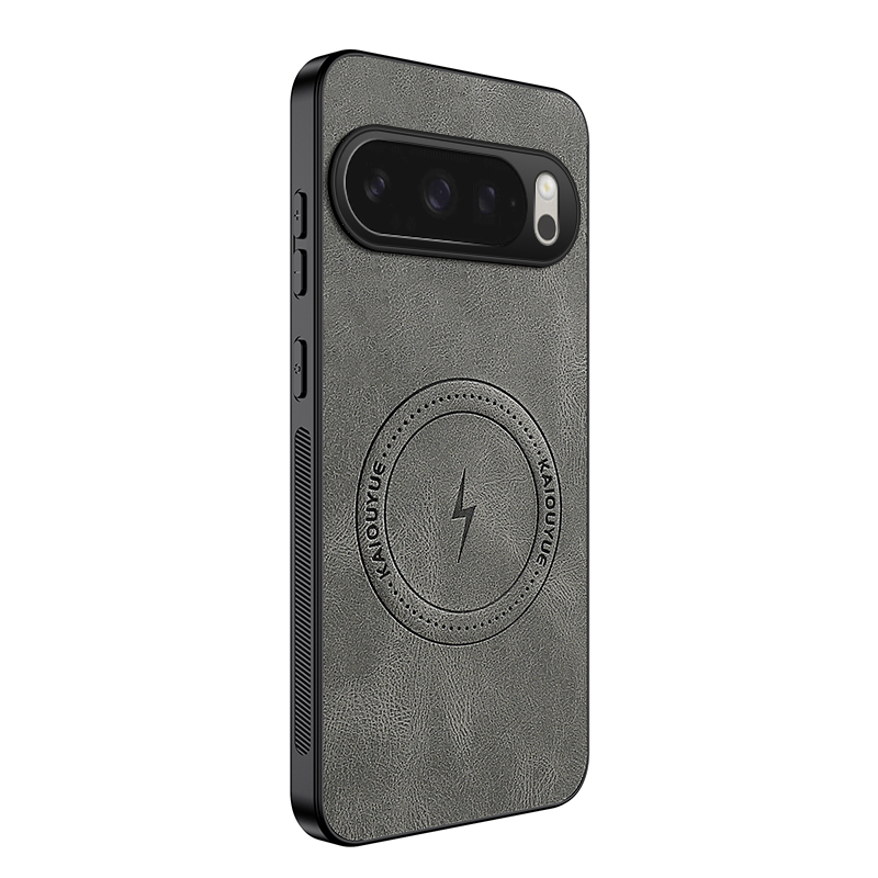 For Google Pixel 10 Magnetic Case WANLONFENG SD1 Series Nappa Texture PC TPU Phone Cover - Grey