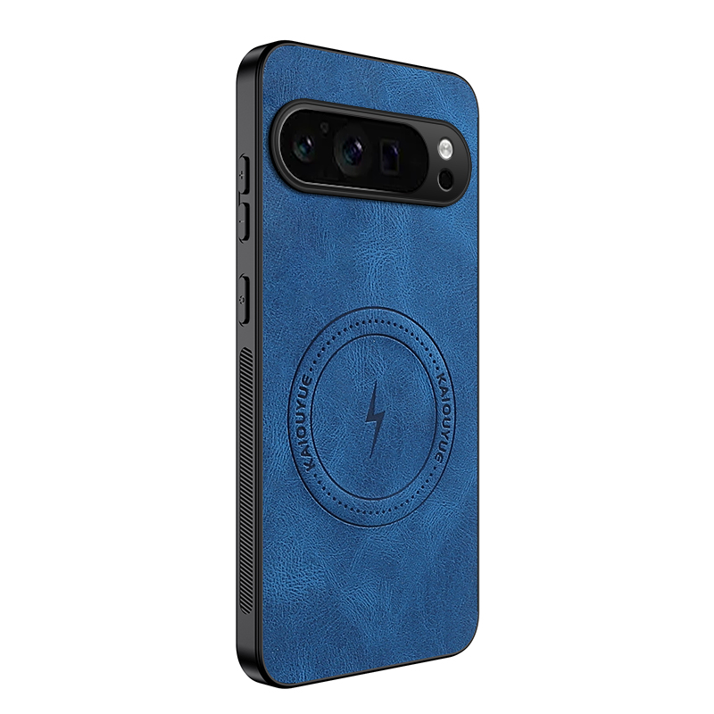 For Google Pixel 9 Pro XL Magnetic Case WANLONFENG SD1 Series Nappa Texture PC TPU Phone Cover - Blue