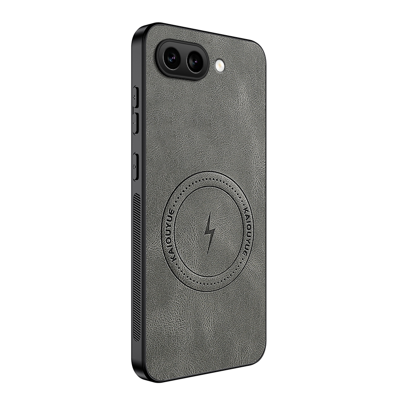 For Google Pixel 9a Magnetic Case WANLONFENG SD1 Series Nappa Texture PC TPU Phone Cover - Grey