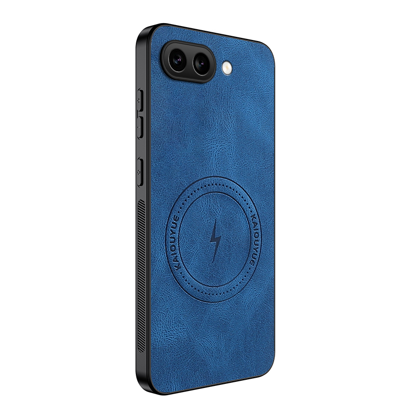 For Google Pixel 9a Magnetic Case WANLONFENG SD1 Series Nappa Texture PC TPU Phone Cover - Blue