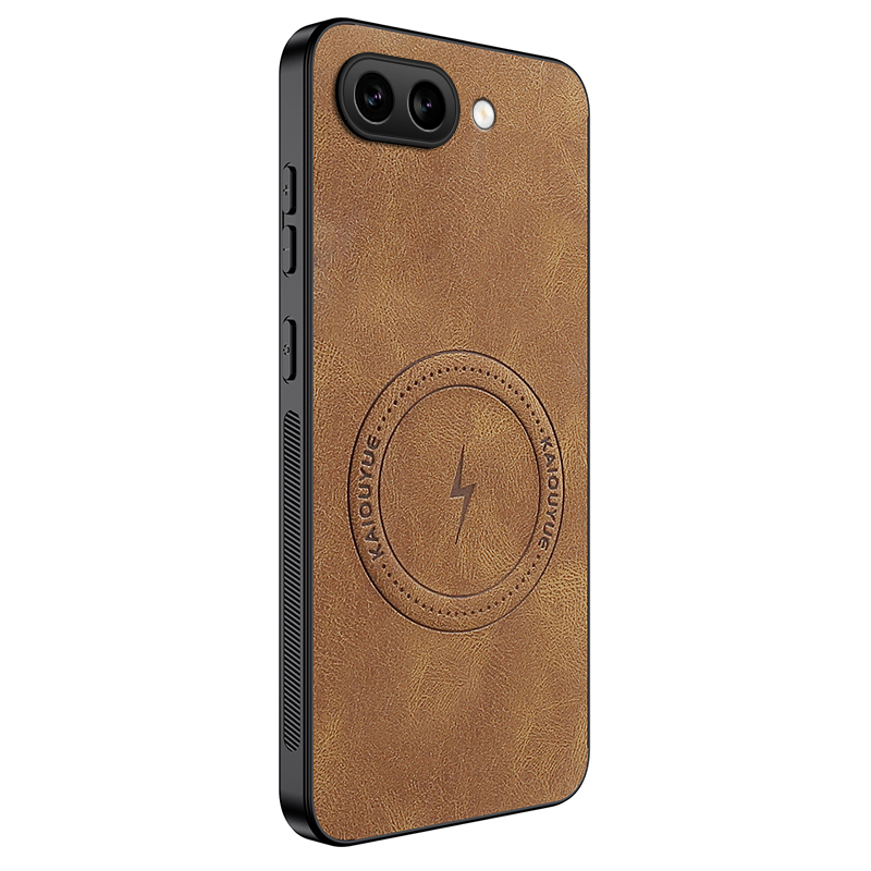 For Google Pixel 9a Magnetic Case WANLONFENG SD1 Series Nappa Texture PC TPU Phone Cover - Brown