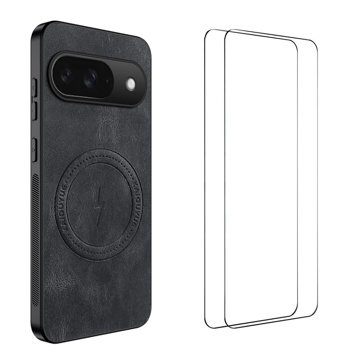 For Google Pixel 9 Magnetic Case WANLONFENG SD Series PC TPU Phone Cover with 2Pcs Screen Film - Black