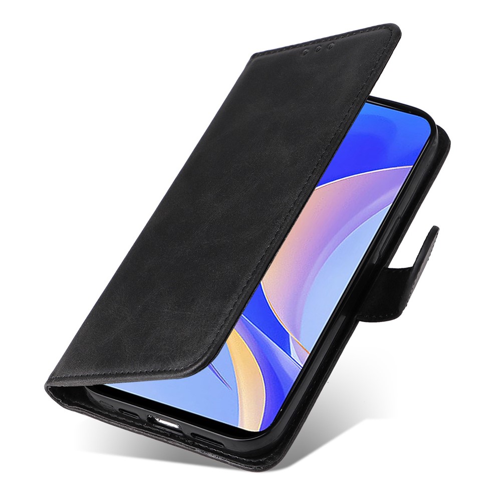 For Huawei Enjoy 50 Pro 4G / nova Y90 4G PU Leather Flip Wallet Case Magnetic Folio Stand Calf Texture Shockproof Phone Cover - Black-5