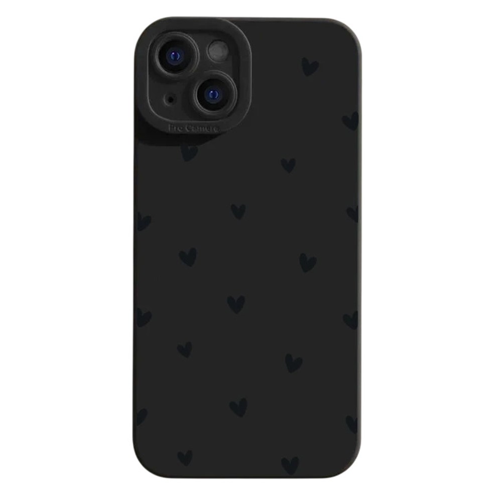 For iPhone 14 Case Heart Pattern TPU Phone Back Cover - Black / Black Hearts