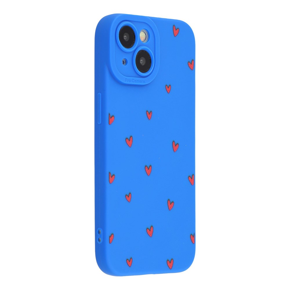 For iPhone 13 Case Heart Pattern TPU Phone Back Cover - Blue / Red Hearts