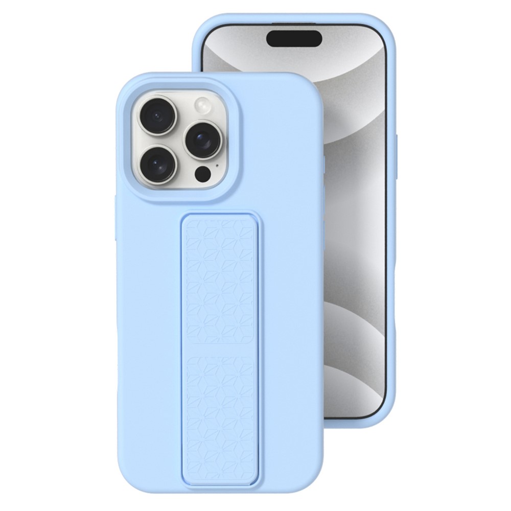 Bulk Purchasing For iPhone 15 Pro Case Drop Protection Liquid Silicone Phone Cover with Hidden Kickstand - Sky Blue