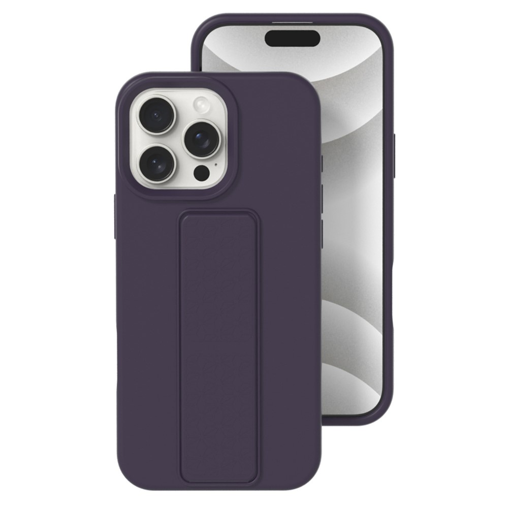 Bulk Purchasing For iPhone 15 Pro Case Drop Protection Liquid Silicone Phone Cover with Hidden Kickstand - Purple