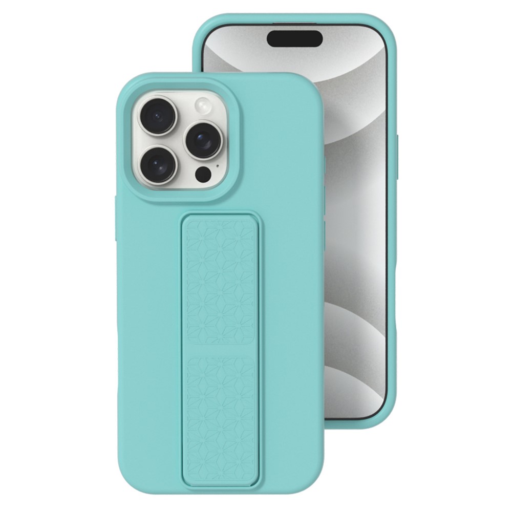 Bulk Purchasing For iPhone 15 Pro Max Case Drop Protection Liquid Silicone Phone Cover with Hidden Kickstand - Blue