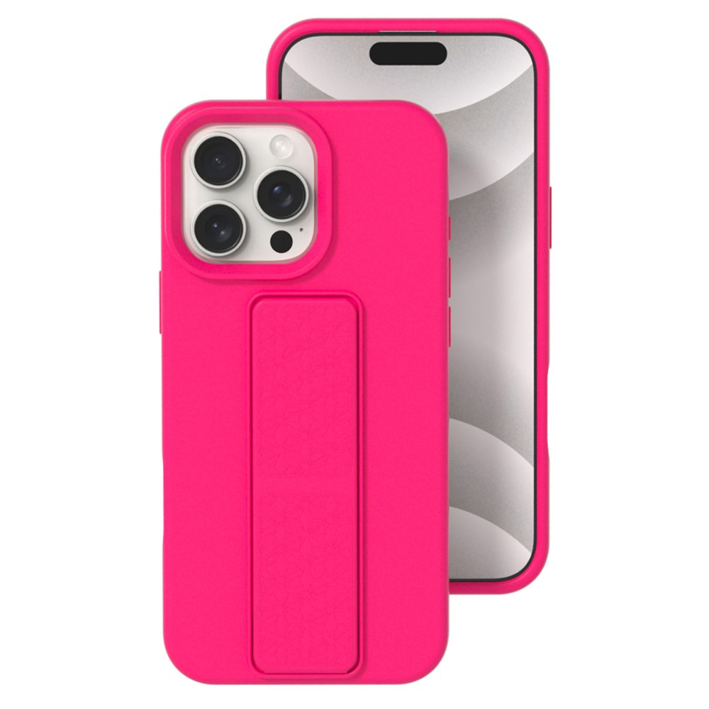 Bulk Purchasing For iPhone 14 Pro Max Case Drop Protection Liquid Silicone Phone Cover with Hidden Kickstand - Hot Pink