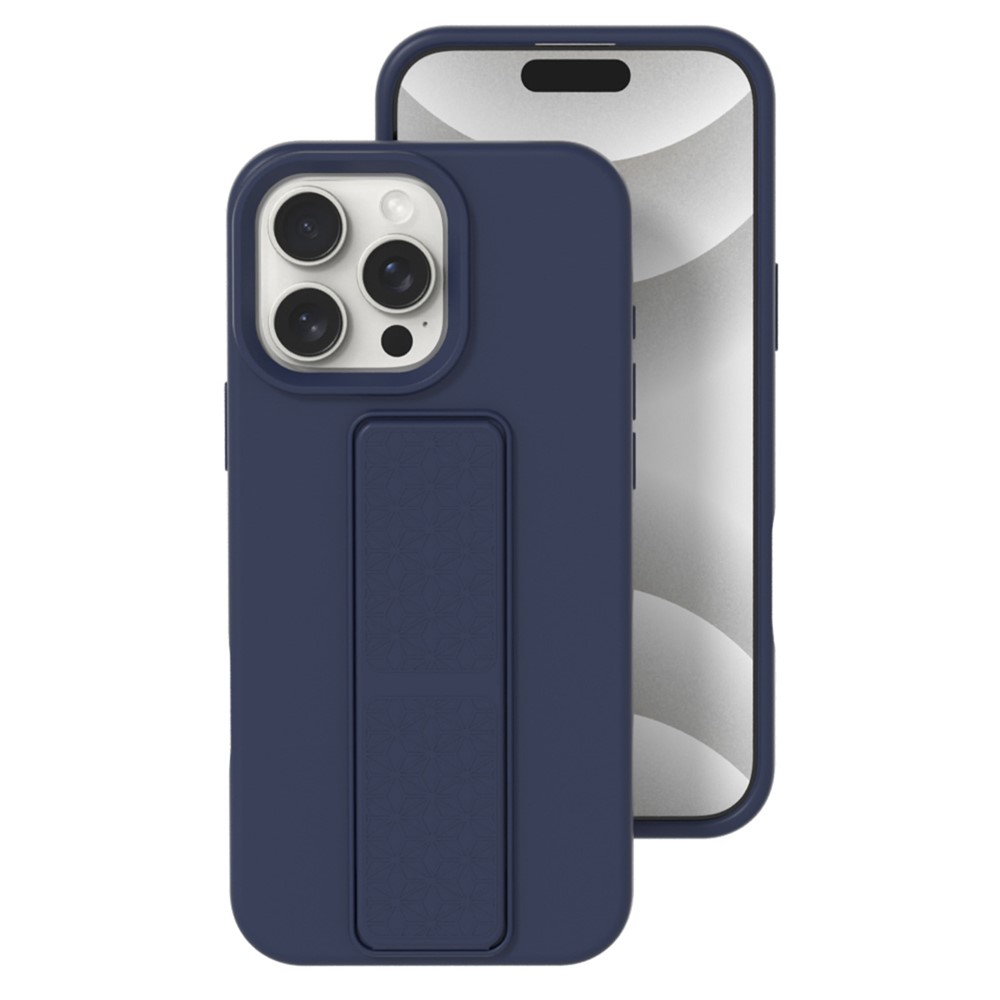 Bulk Purchasing For iPhone 14 Pro Max Case Drop Protection Liquid Silicone Phone Cover with Hidden Kickstand - Midnight Blue