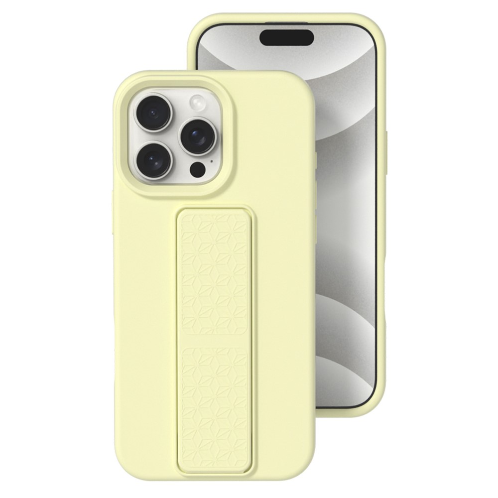Bulk Purchasing For iPhone 14 Pro Case Drop Protection Liquid Silicone Phone Cover with Hidden Kickstand - Yellow