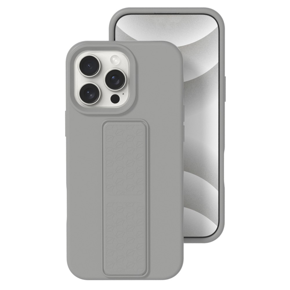 Bulk Purchasing For iPhone 13 Pro Case Drop Protection Liquid Silicone Phone Cover with Hidden Kickstand - Titanium Grey