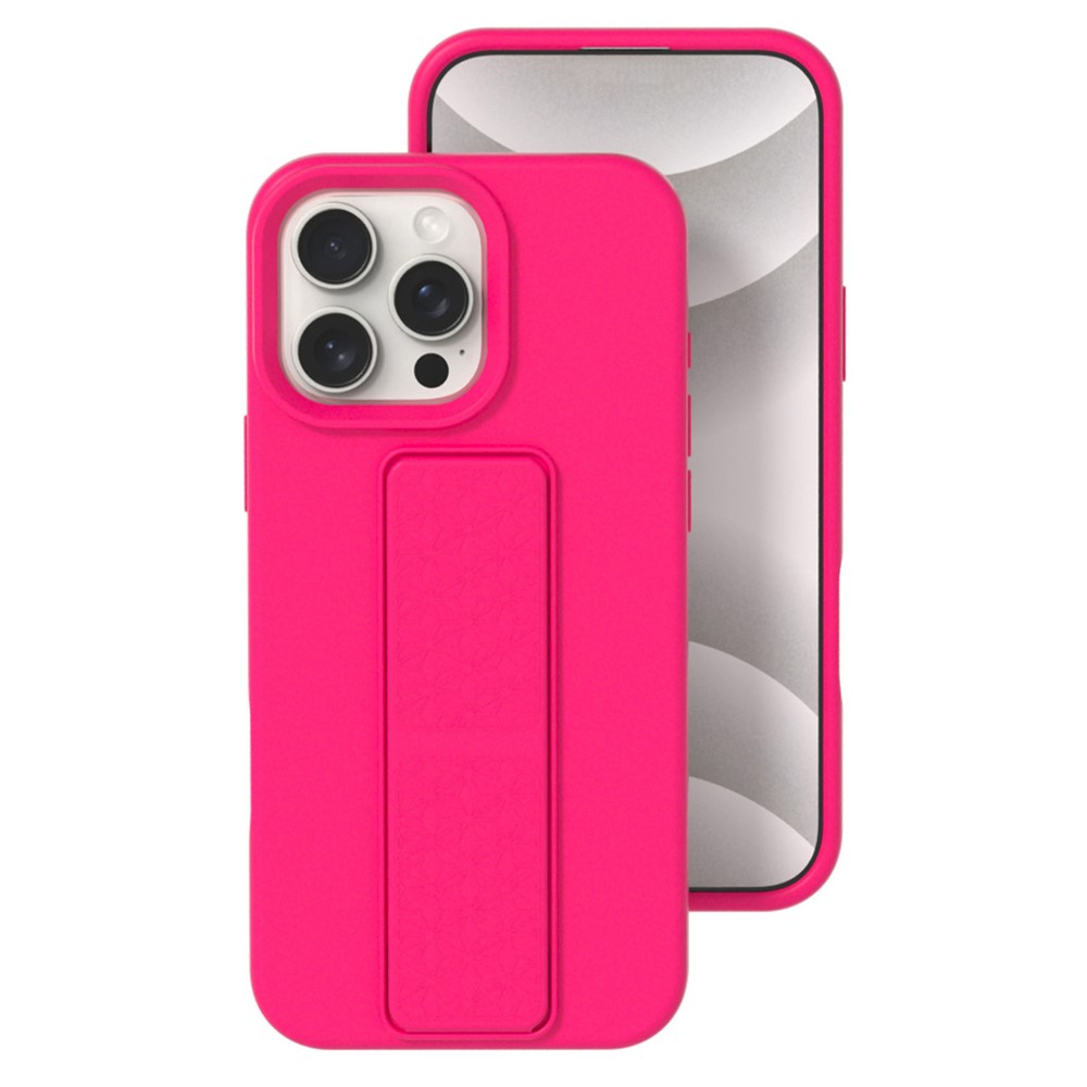 Bulk Purchasing For iPhone 13 Pro Case Drop Protection Liquid Silicone Phone Cover with Hidden Kickstand - Hot Pink