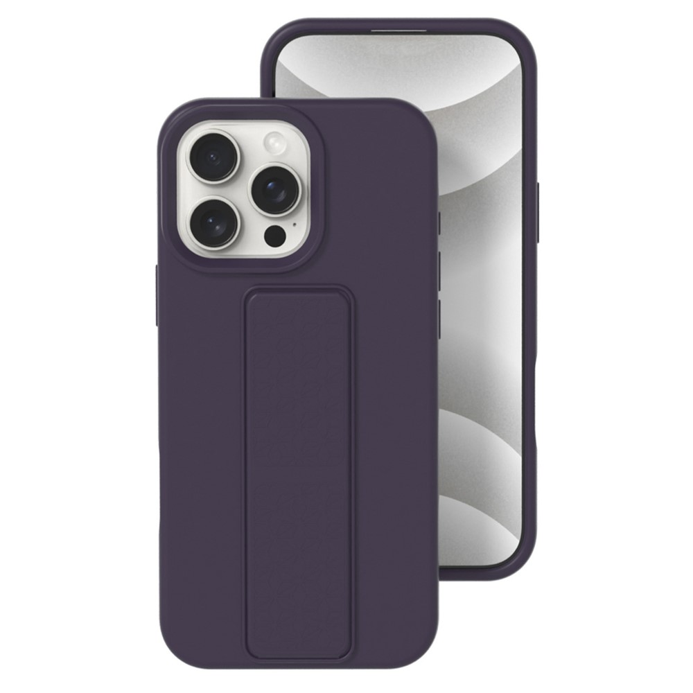 Bulk Purchasing For iPhone 12 Pro / 12 Case Drop Protection Liquid Silicone Phone Cover with Hidden Kickstand - Purple