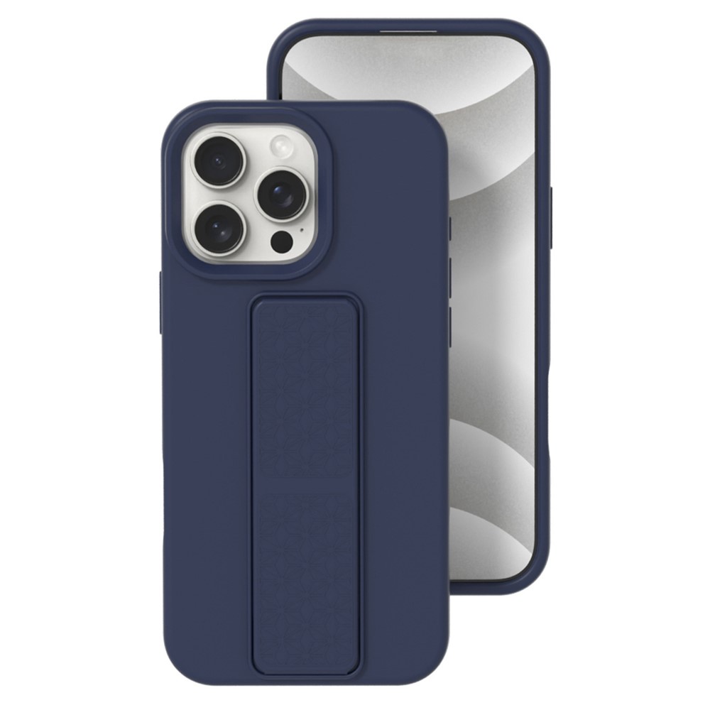Bulk Purchasing For iPhone 12 Pro / 12 Case Drop Protection Liquid Silicone Phone Cover with Hidden Kickstand - Midnight Blue