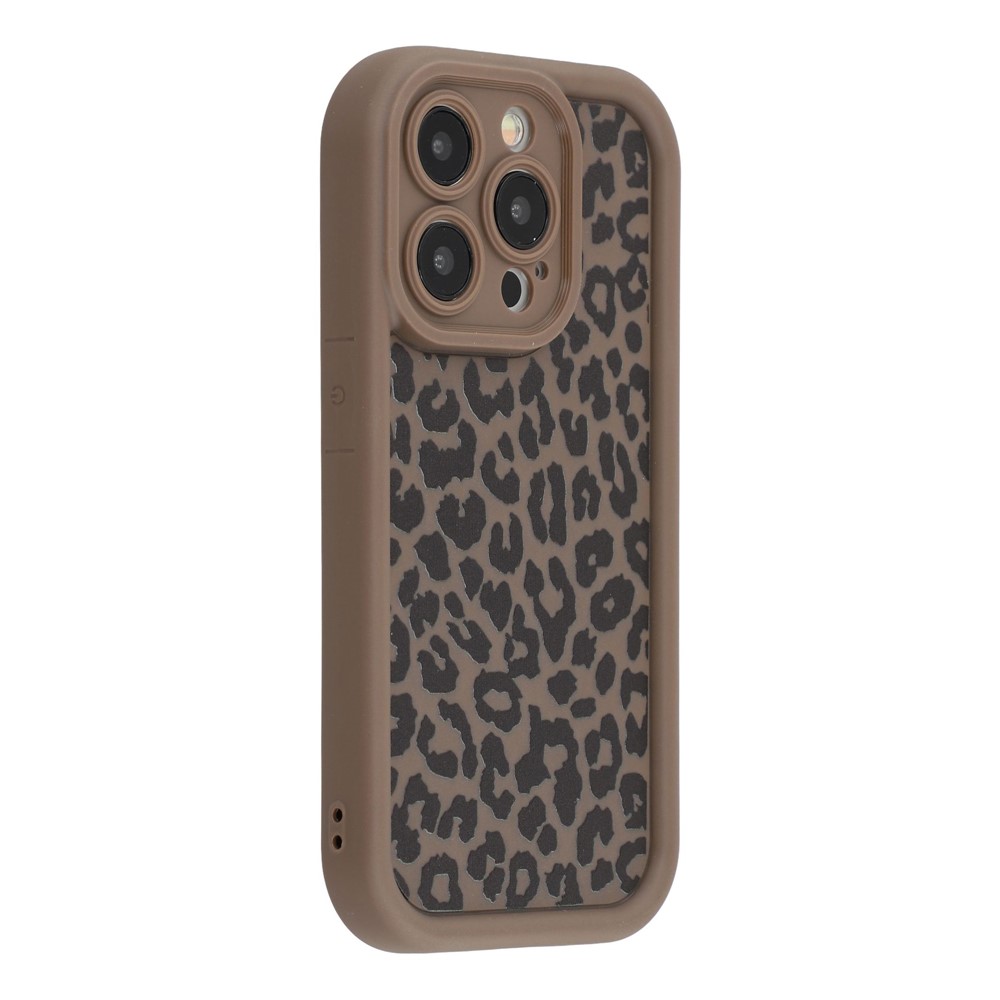 For iPhone 15 Pro Case Leopard Print TPU Shockproof Phone Cover - Coffee