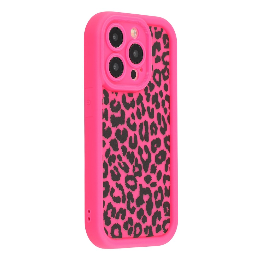 For iPhone 14 Pro Max Case Leopard Print TPU Shockproof Phone Cover - Rose