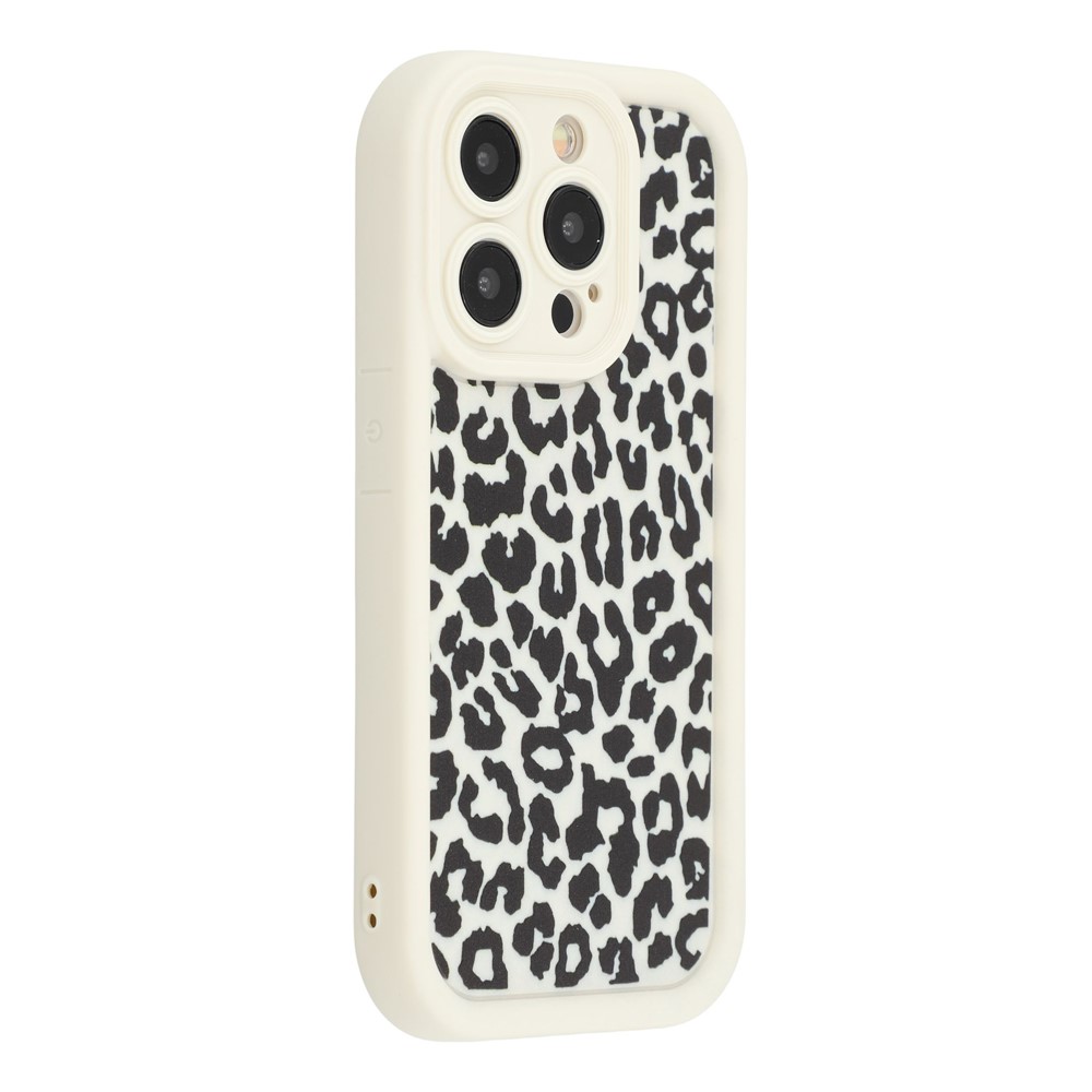 For iPhone 13 Pro Case Leopard Print TPU Shockproof Phone Cover - White