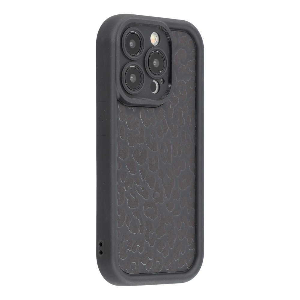 For iPhone 13 Pro Case Leopard Print TPU Shockproof Phone Cover - Black