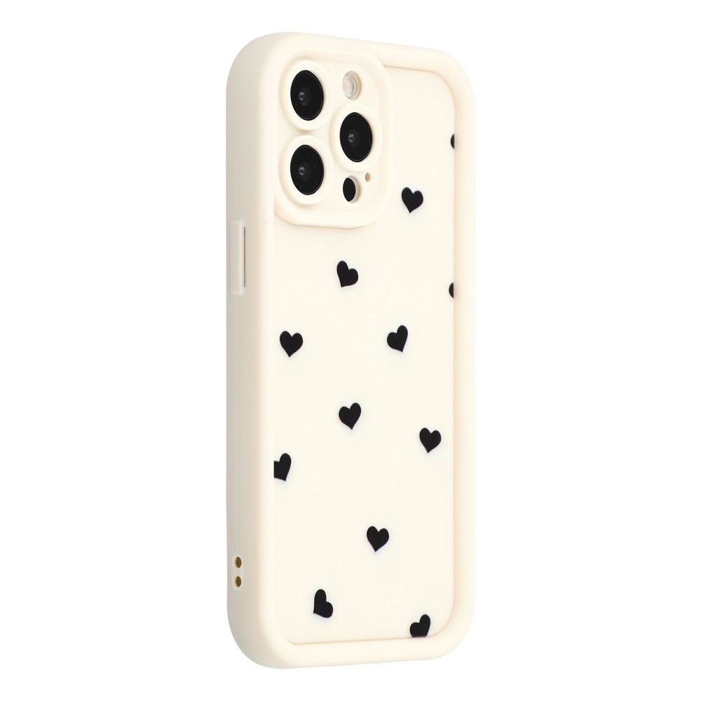 For iPhone 12 Pro Case Heart Pattern TPU Phone Cover with Stepped Edge - White