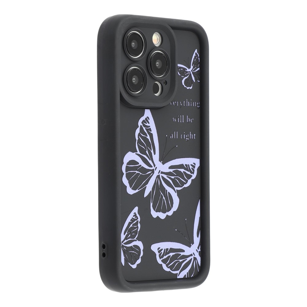 For iPhone 15 Pro Case Butterfly Print TPU Shockproof Phone Back Cover - Purple
