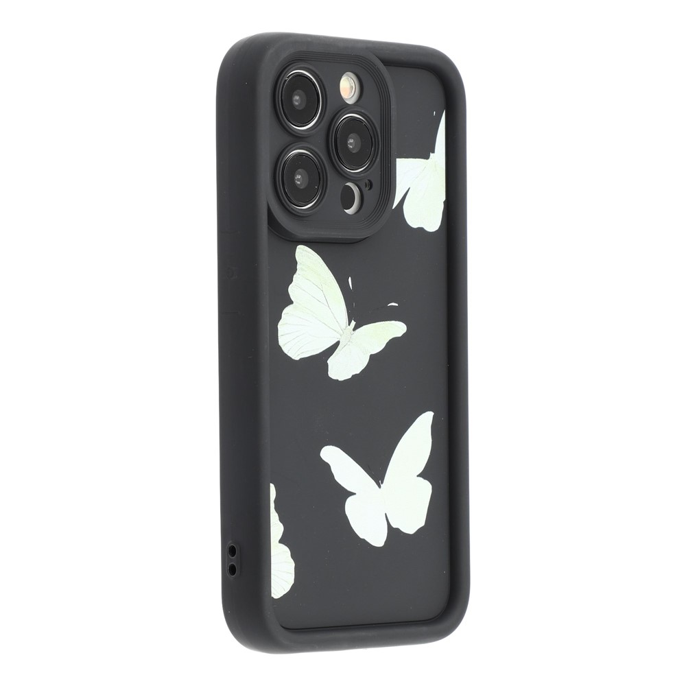 For iPhone 13 Pro Max Case Butterfly Print TPU Shockproof Phone Back Cover - Green