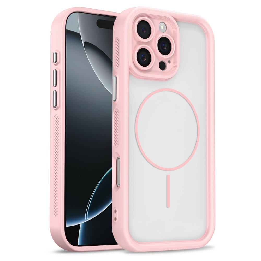 Bulk Purchasing For iPhone 16 Pro Max Magnetic Case Side Heat Dissipation PC TPU Phone Back Cover - Pink