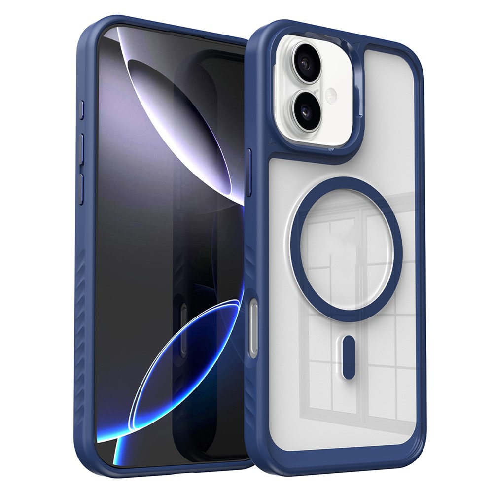 For iPhone 16 Plus Case Compatible with MagSafe TPU + PC Shockproof Phone Back Cover - Dark Blue