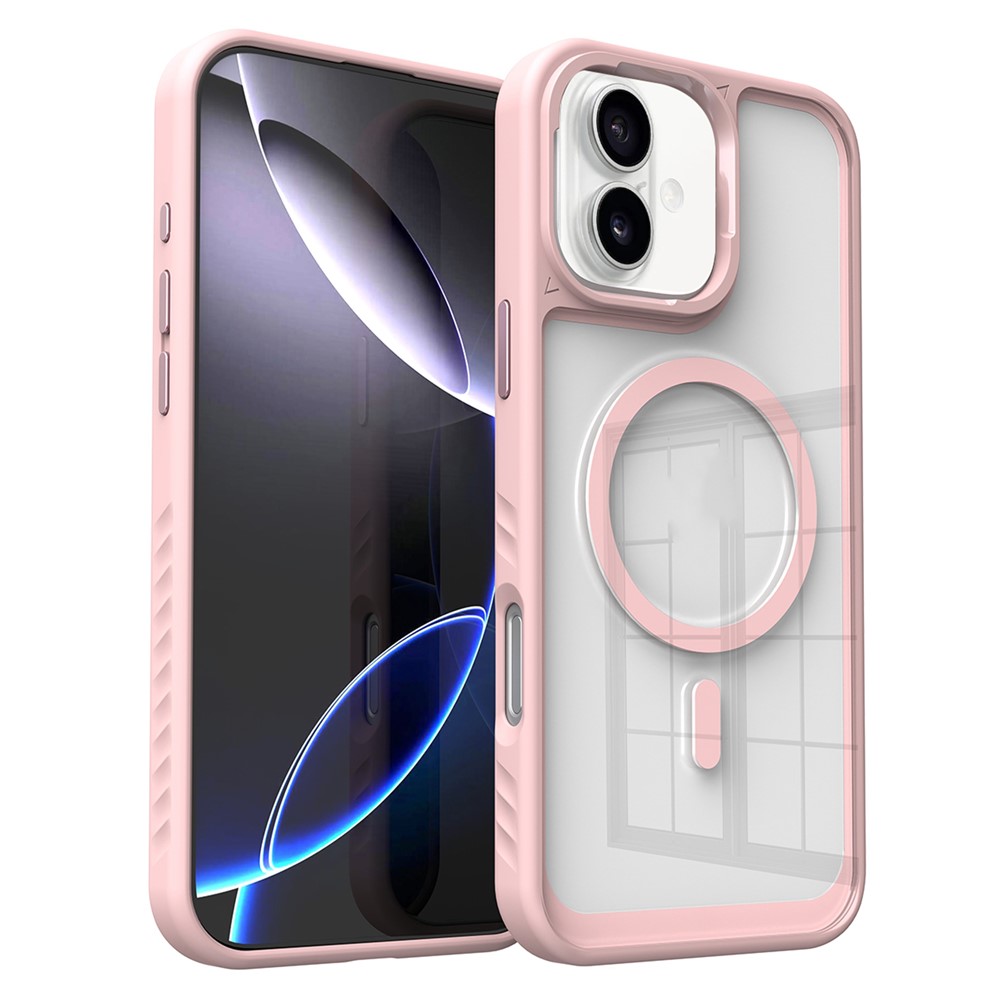For iPhone 16 Plus Case Compatible with MagSafe TPU + PC Shockproof Phone Back Cover - Pink