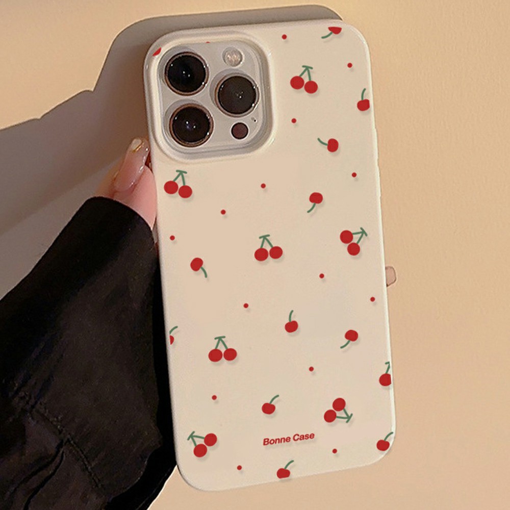 For iPhone 15 Pro Max Case Unique Cherry Pattern Printing TPU Phone Back Cover