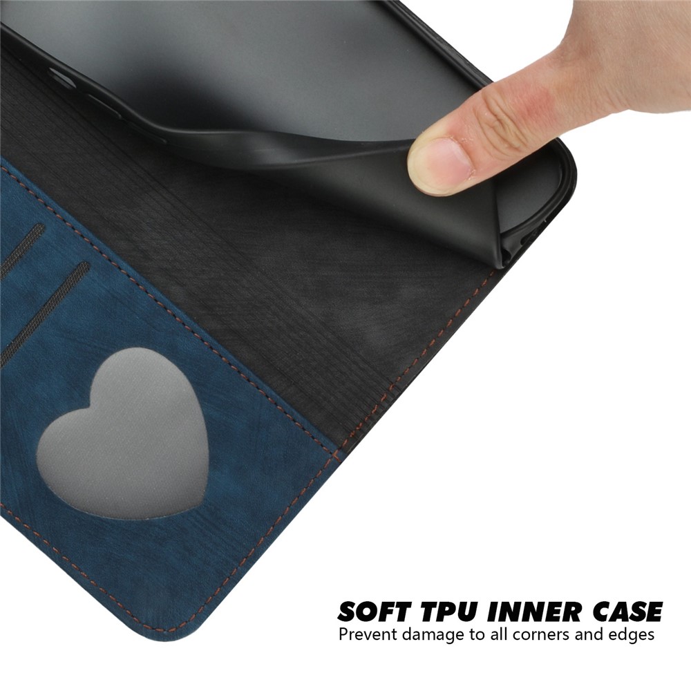 YX0020 Smart Phone Case for iPhone 13 Pro 6.1 inch Bump Proof PU Leather Stand Dual Magnetic Clasp Phone Cover Shell with Strap - Sapphire-4