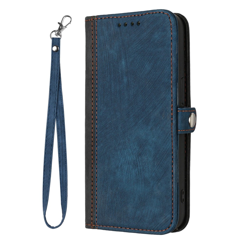 YX0020 Smart Phone Case for iPhone 13 Pro 6.1 inch Bump Proof PU Leather Stand Dual Magnetic Clasp Phone Cover Shell with Strap - Sapphire-9