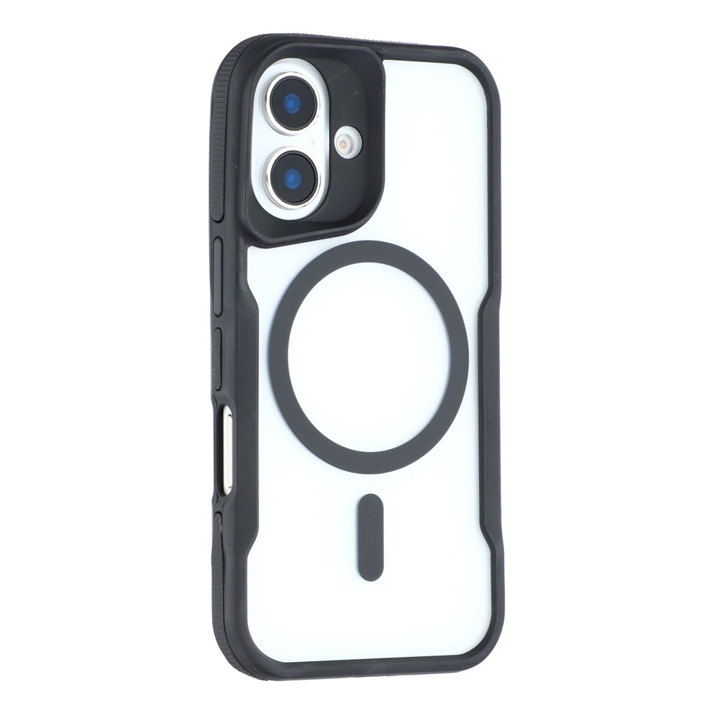 For iPhone 16 Plus Magnetic Case Skin-Touch TPU + PC Shockproof Phone Back Cover - Black