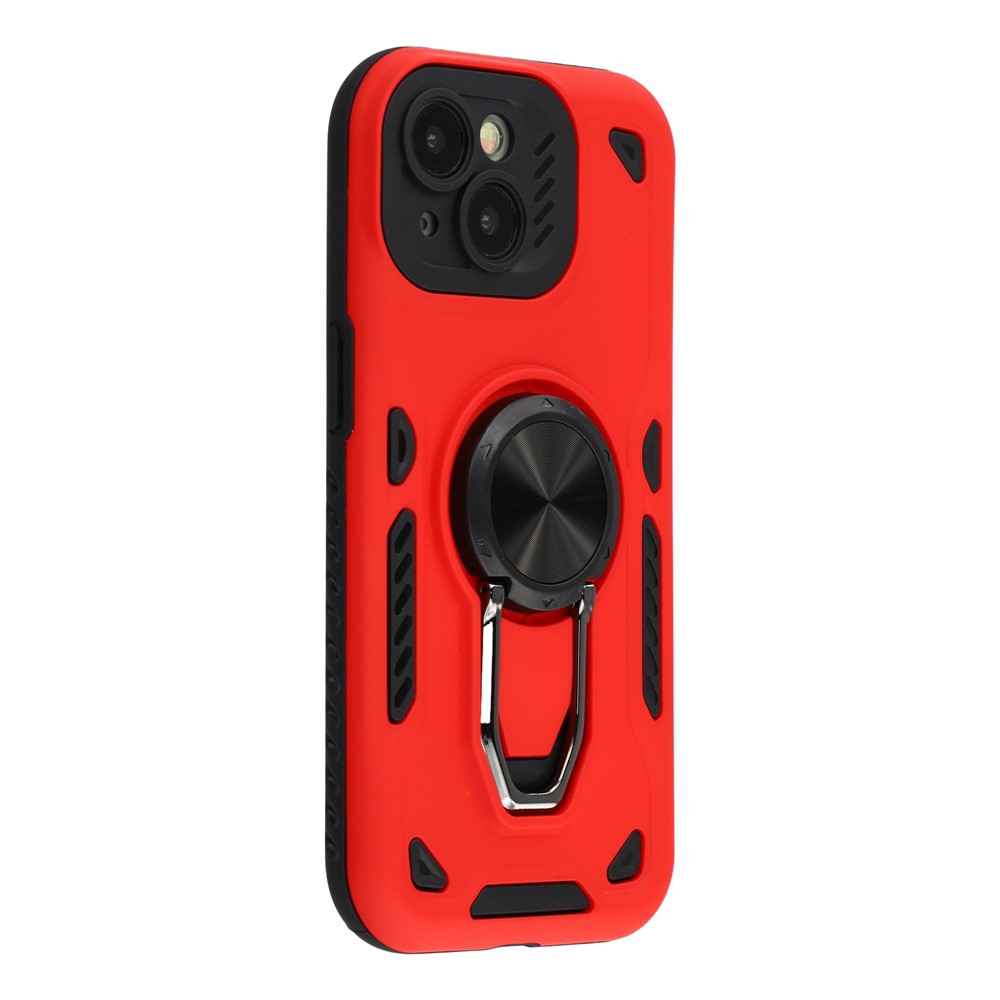 For iPhone 14  /  13 Case with Kickstand Shockproof TPU + PC Phone Back Cover - Red