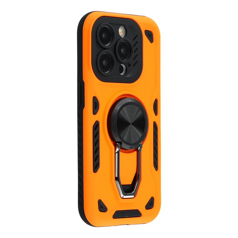 For iPhone 14 Pro Max Case with Kickstand Shockproof TPU + PC Phone Back Cover - Orange