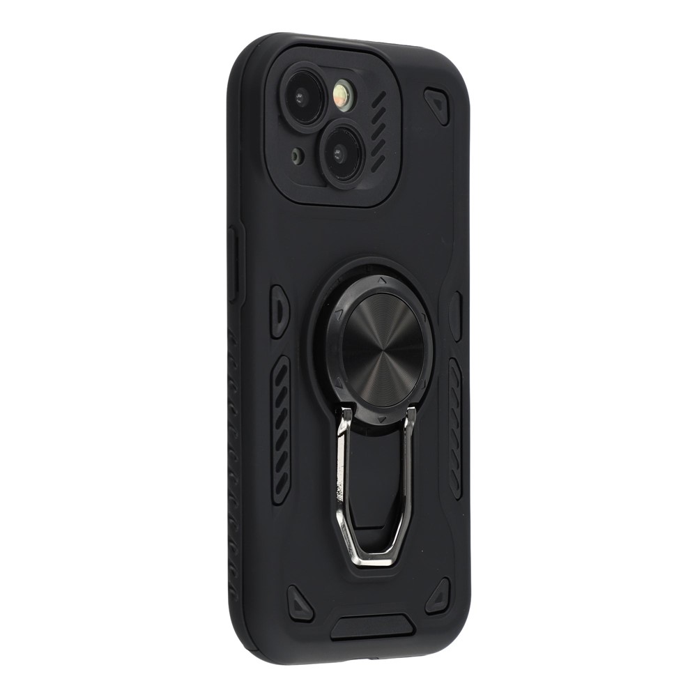 For iPhone 13 mini Case with Kickstand Shockproof TPU + PC Phone Back Cover - Black