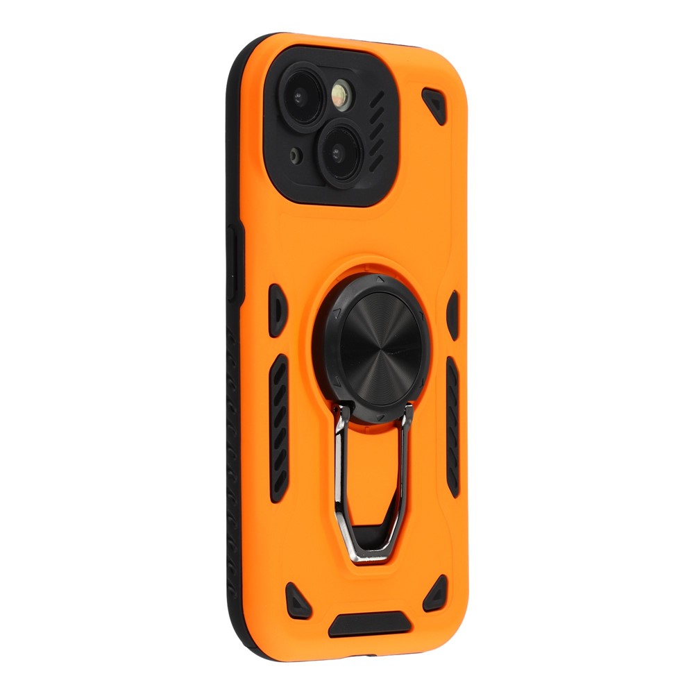For iPhone 13 mini Case with Kickstand Shockproof TPU + PC Phone Back Cover - Orange
