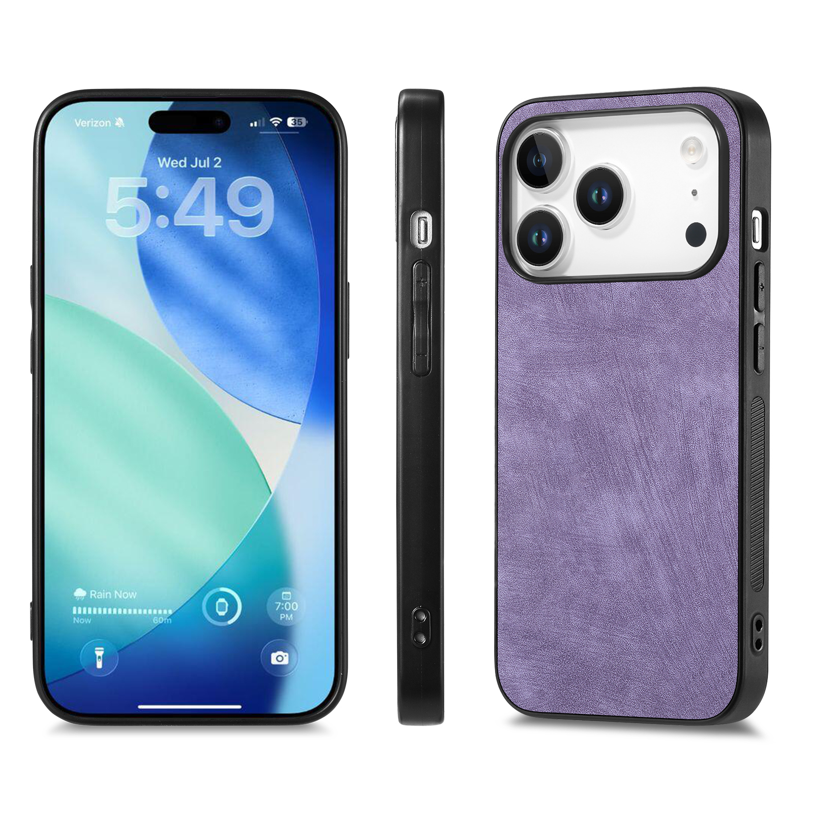 For iPhone 17 Pro Case Shockproof Slim Retro Leather Phone Back Cover - Purple