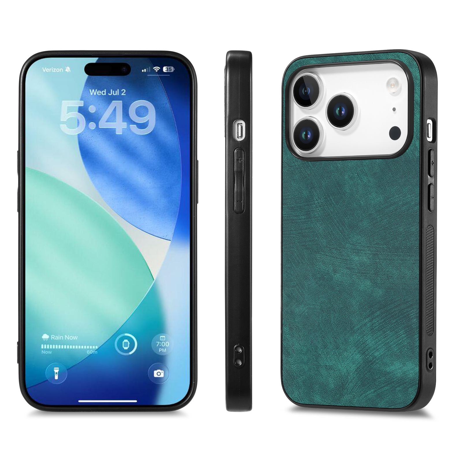 For iPhone 17 Pro Case Shockproof Slim Retro Leather Phone Back Cover - Green