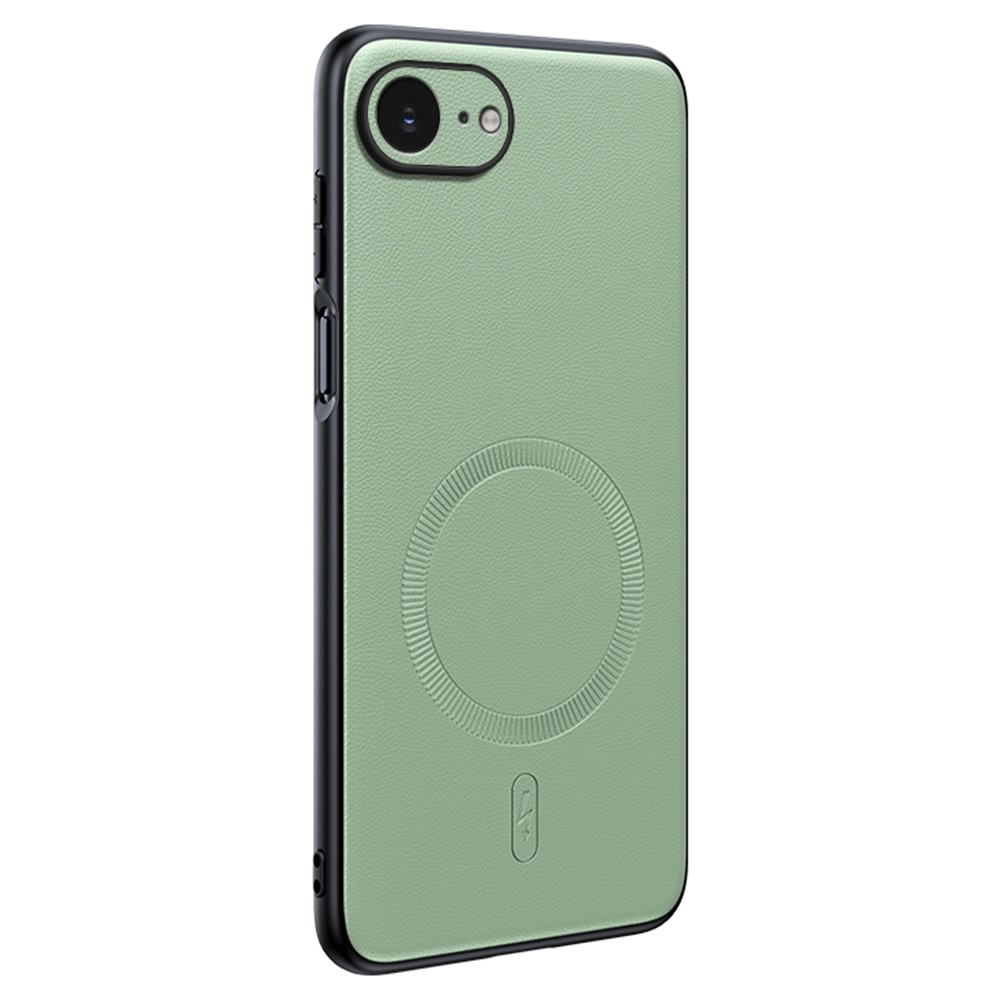 For iPhone 16e Case Compatible with MagSafe Leather Coated TPU + PC Phone Cover - Green