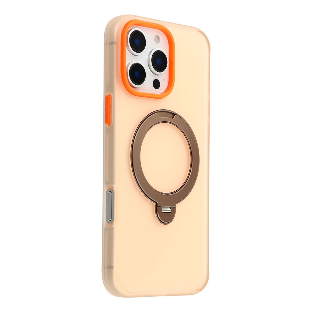 KIGC For iPhone 16 Pro Max Case Rotating Kickstand PC + TPU Anti Drop Phone Back Cover - Orange
