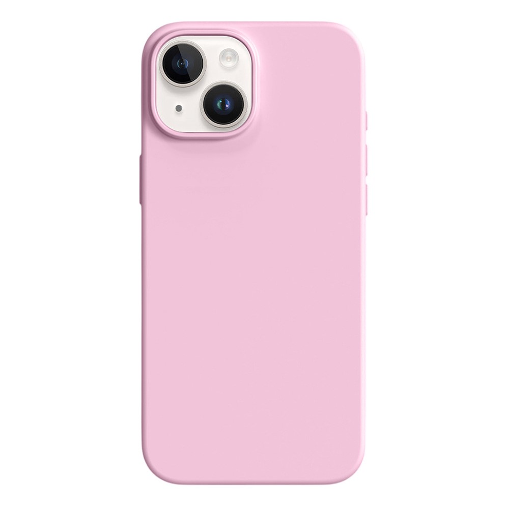 For iPhone 15 Case Ultra Thin Liquid Silicone + PC Anti-Scratch Phone Cover - Sakura Pink