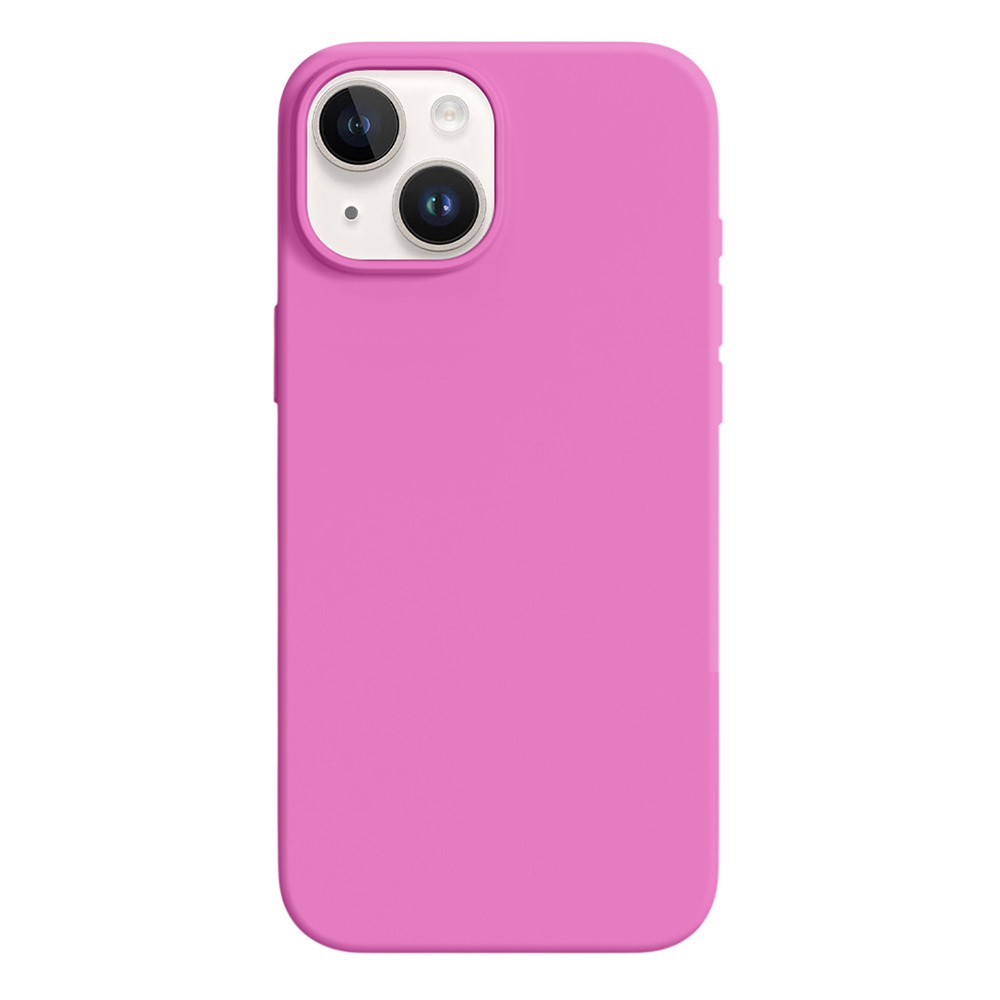 For iPhone 15 Case Ultra Thin Liquid Silicone + PC Anti-Scratch Phone Cover - Rose Pink