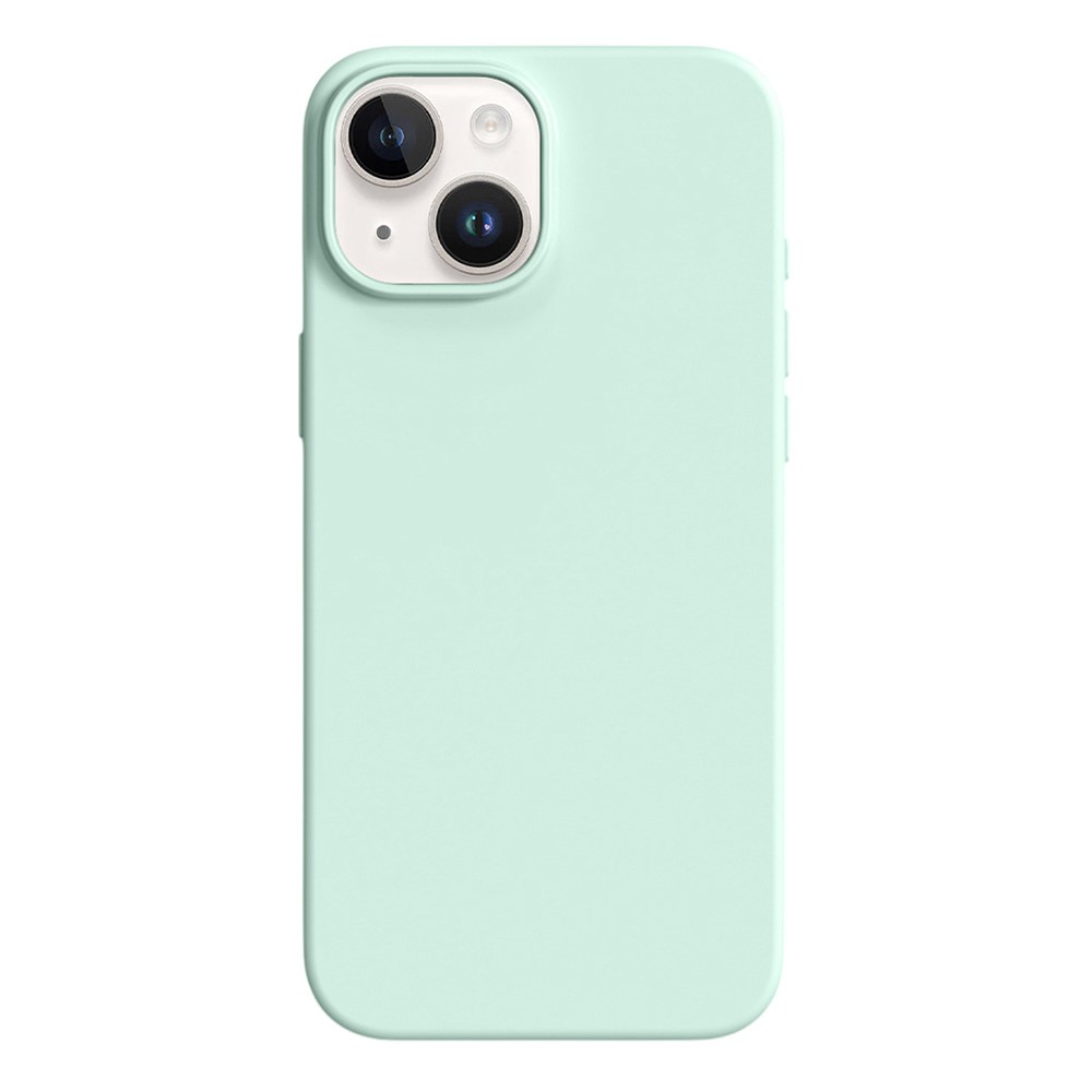 For iPhone 15 Case Ultra Thin Liquid Silicone + PC Anti-Scratch Phone Cover - Light Green