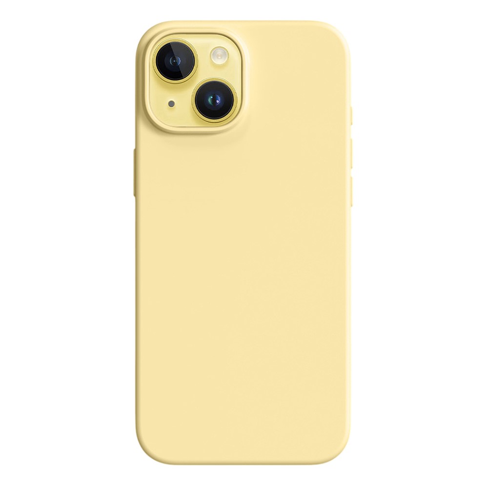 For iPhone 14 / 13 Case Ultra Thin Liquid Silicone + PC Anti-Scratch Phone Cover - Light Yellow