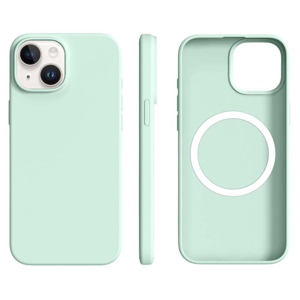 For iPhone 15 Case Compatible with MagSafe Ultra Thin Liquid Silicone + PC Phone Cover - Light Green