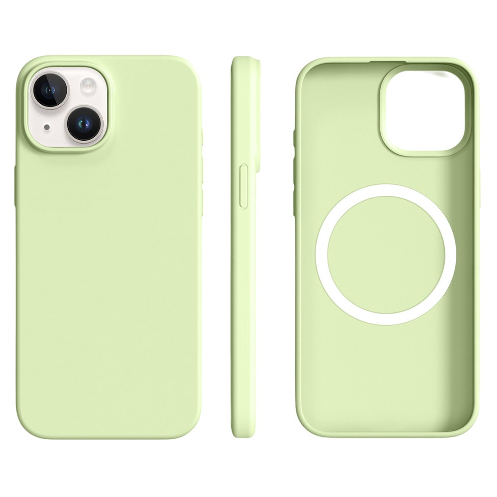 For iPhone 15 Case Compatible with MagSafe Ultra Thin Liquid Silicone + PC Phone Cover - Avocado Green