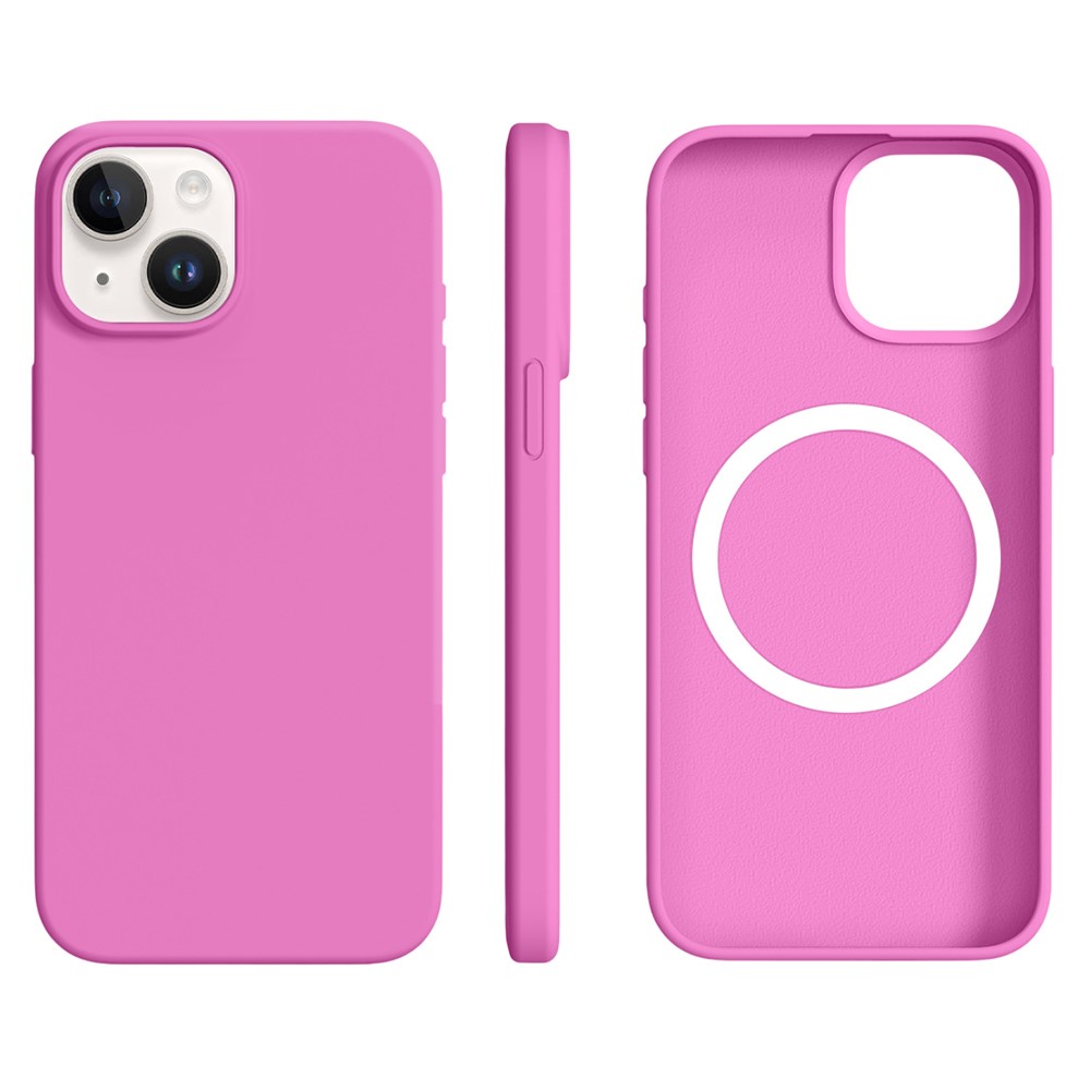 For iPhone 15 Case Compatible with MagSafe Ultra Thin Liquid Silicone + PC Phone Cover - Rose Pink